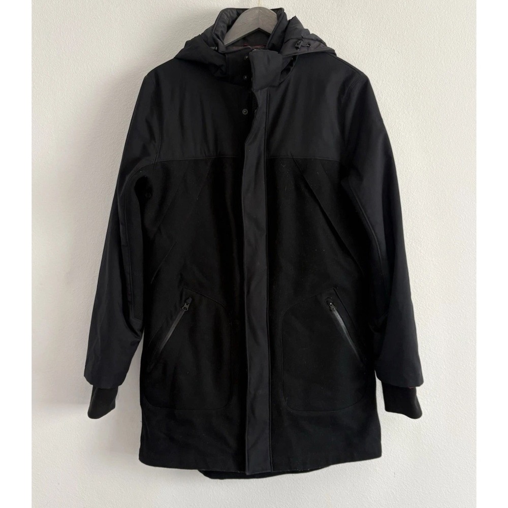 Victorinox Swiss Men's XS Technical Gray Wool Water Repellent Hooded Coat Jacket